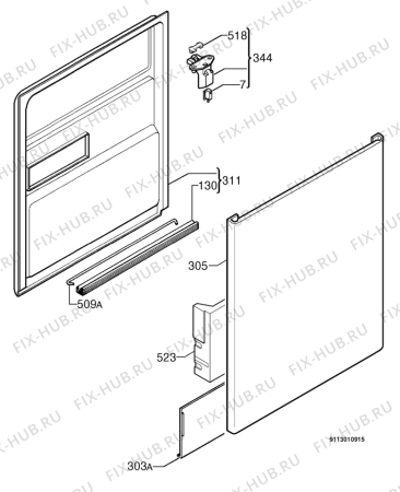 Взрыв-схема посудомоечной машины Rosenlew RW703 - Схема узла Door 003